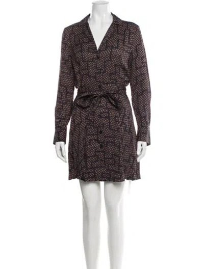 Pre-owned Equipment Printed Mini Dress In Blue