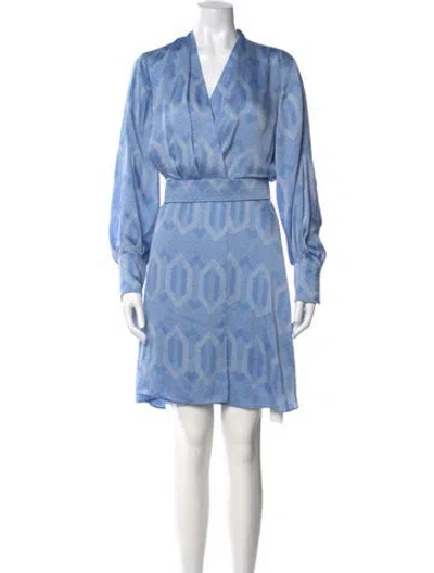 Pre-owned Equipment Printed Mini Dress In Blue