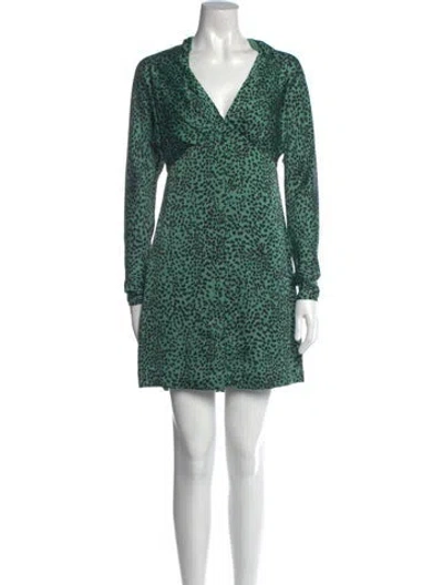 Pre-owned Equipment Printed Mini Dress In Green