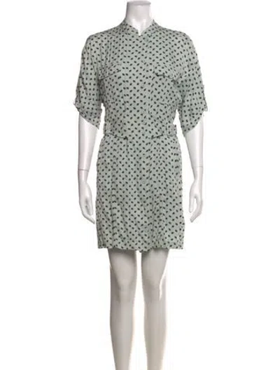 Pre-owned Equipment Printed Mini Dress In Green