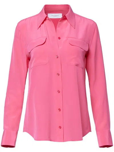 Equipment Raspberry Pink Silk Button Up Shirt