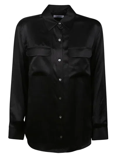 Equipment Signature Slim-fit Silk Shirt In Black