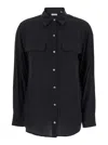 Equipment Patched Chest Pocket Plain Shirt In Black