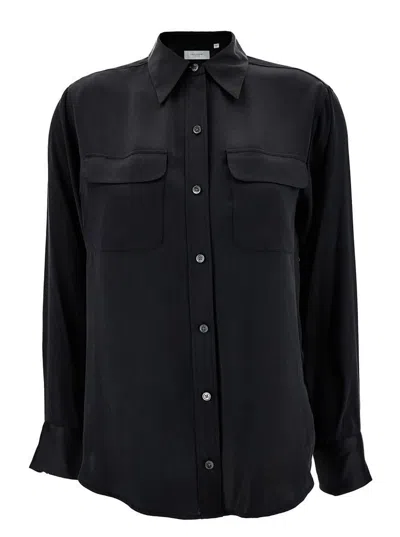 EQUIPMENT 'SIGNATURE' BLACK SHIRT WITH TWO PATCH POCKETS