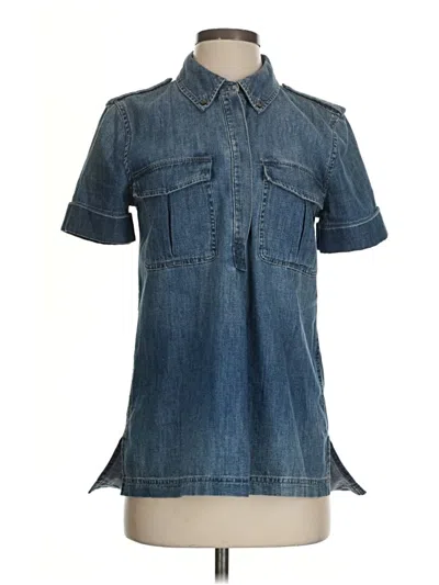 Pre-owned Equipment Short Sleeve Button Down Shirt In Blue
