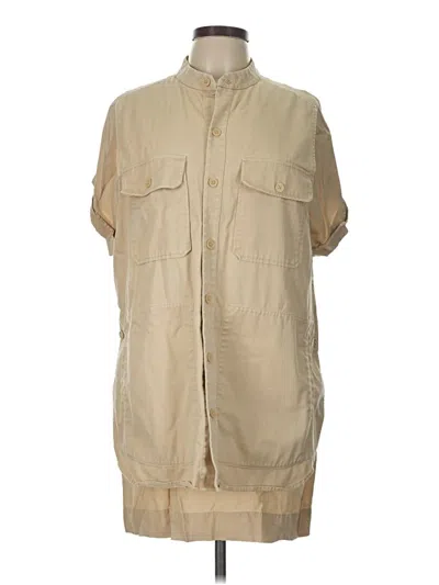 Pre-owned Equipment Short Sleeve Button Down Shirt In Tan