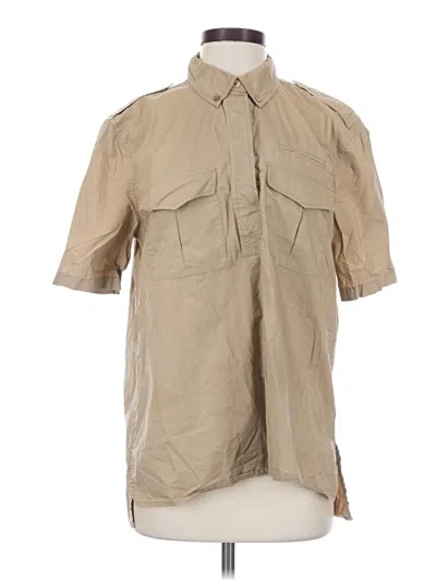 Pre-owned Equipment Short Sleeve Button Down Shirt In Tan