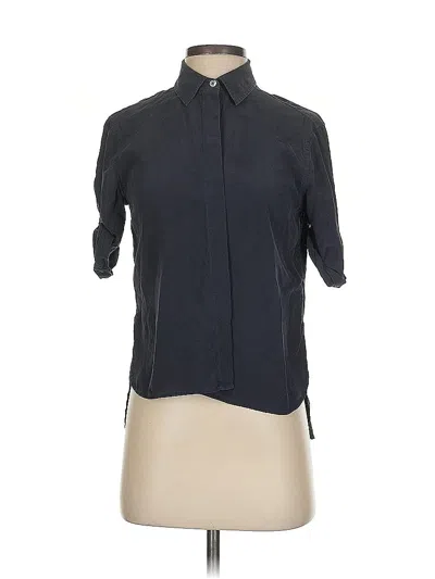 Pre-owned Equipment Short Sleeve Silk Top Black Mock Neckline Tops