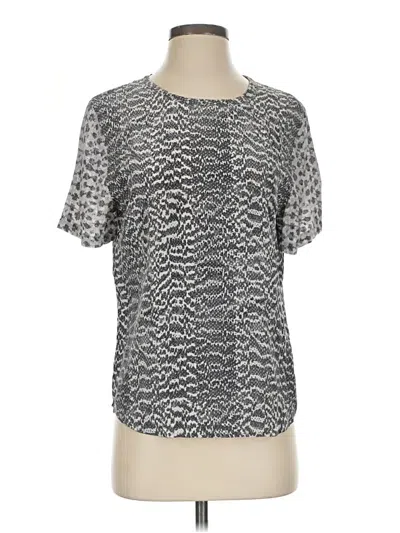 Pre-owned Equipment Short Sleeve Top Silver Crew Neck Tops