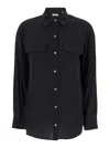 Equipment Patched Chest Pocket Plain Shirt In Black