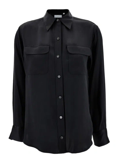 Equipment Signature' Black Shirt With Two Patch Pockets In Silk
