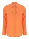 Equipment Slim Signature Long-sleeve Silk Shirt In Orange