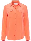 Equipment Signature Slim Fit Silk Button-up Shirt In Pink
