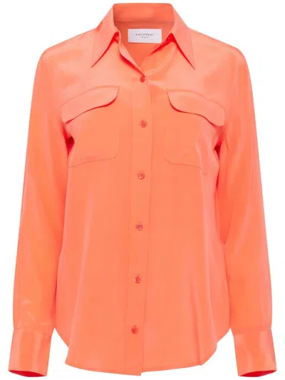 Equipment Signature Slim Fit Silk Button-up Shirt In Pink