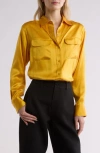 Equipment Signature Silk Button Up Silk Shirt In Citrus
