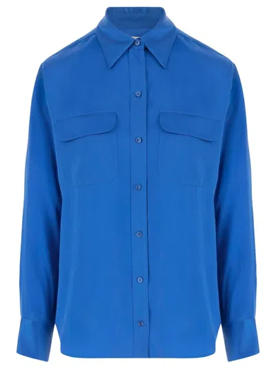 Equipment Signature Silk Shirt In Blue