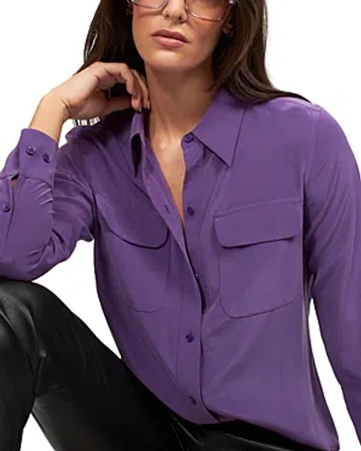 Equipment Signature Slim Silk Shirt In Purple