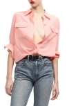Equipment Signature Slim Fit Silk Button-up Shirt In Flamingo Pink