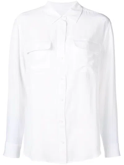 EQUIPMENT 'SIGNATURE' WHITE SHIRT WITH PATCH POCKETS IN SILK WOMAN