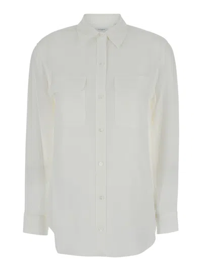 Equipment Signature White Shirt With Patch Pockets In Silk Woman