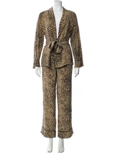 Pre-owned Equipment Silk Animal Print Pant Set In Multi