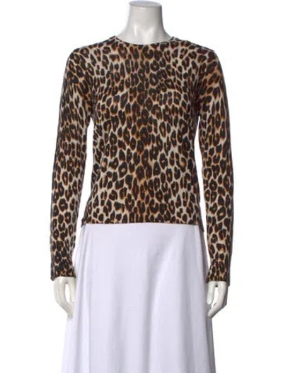Pre-owned Equipment Silk Animal Print Sweater In Brown