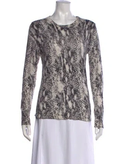 Pre-owned Equipment Silk Animal Print Sweater In White