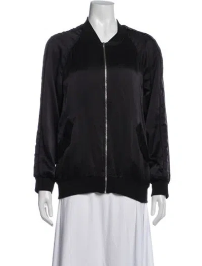 Pre-owned Equipment Silk Bomber Jacket In Black