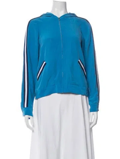 Pre-owned Equipment Silk Bomber Jacket In Blue