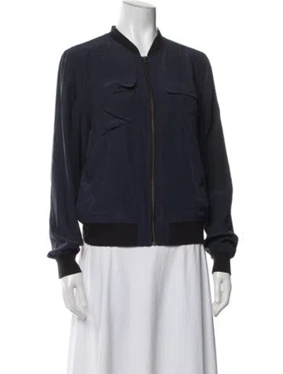 Pre-owned Equipment Silk Bomber Jacket In Blue
