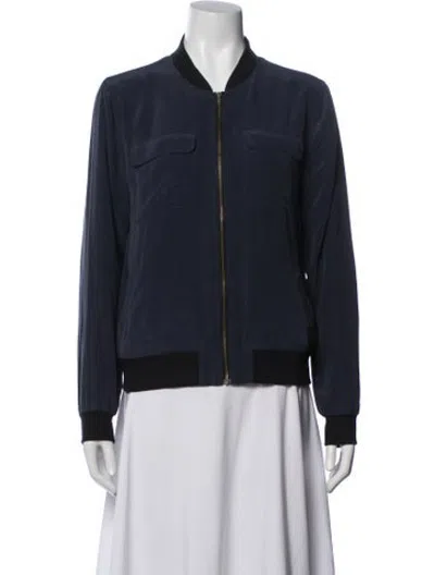 Pre-owned Equipment Silk Bomber Jacket In Blue