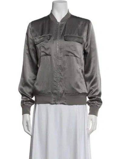 Pre-owned Equipment Silk Bomber Jacket In White