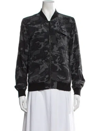 Pre-owned Equipment Silk Camouflage Print Bomber Jacket In Blue