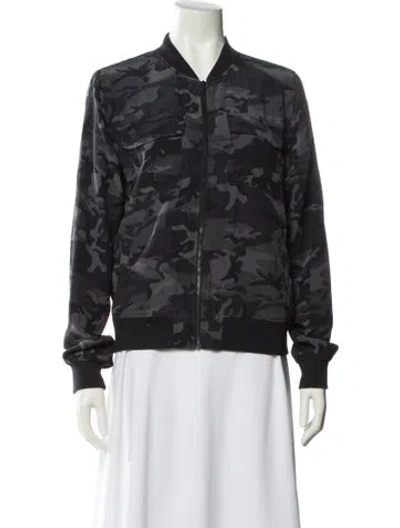 Pre-owned Equipment Silk Camouflage Print Bomber Jacket In Gray