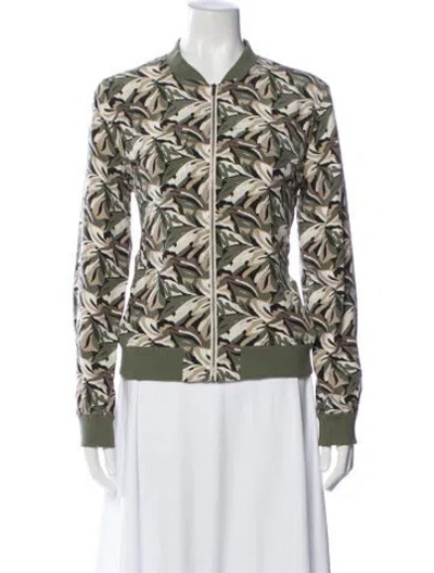 Pre-owned Equipment Silk Camouflage Print Bomber Jacket In Green