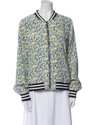Pre-owned Equipment Silk Floral Print Bomber Jacket In Multi