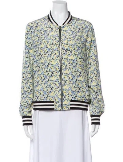 Pre-owned Equipment Silk Floral Print Bomber Jacket In Multi