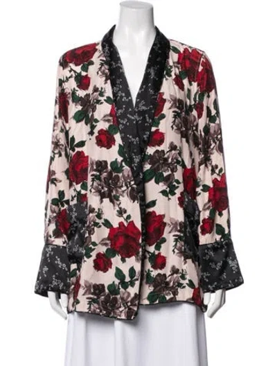 Pre-owned Equipment Silk Floral Print Jacket In Pink