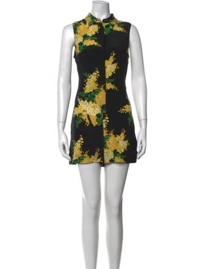 Pre-owned Equipment Silk Floral Print Romper In Black