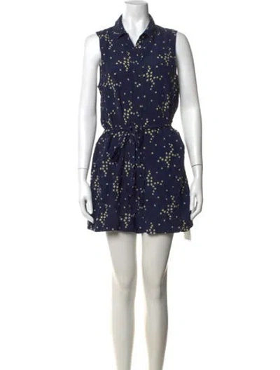 Pre-owned Equipment Silk Graphic Print Jumpsuit In Blue