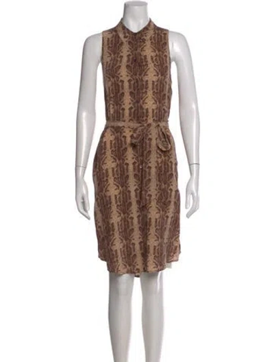 Pre-owned Equipment Silk Knee-length Dress In Brown