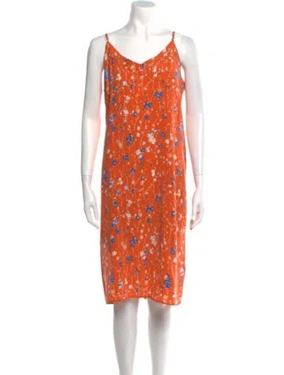 Pre-owned Equipment Silk Knee-length Dress In Orange