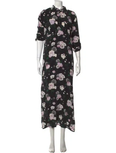 Pre-owned Equipment Silk Long Dress In Black
