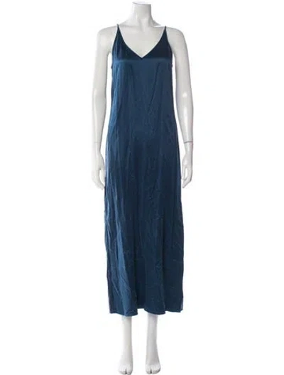 Pre-owned Equipment Silk Long Dress In Blue