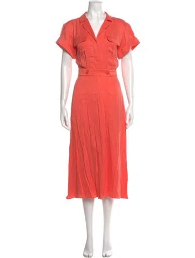 Pre-owned Equipment Silk Long Dress In Orange