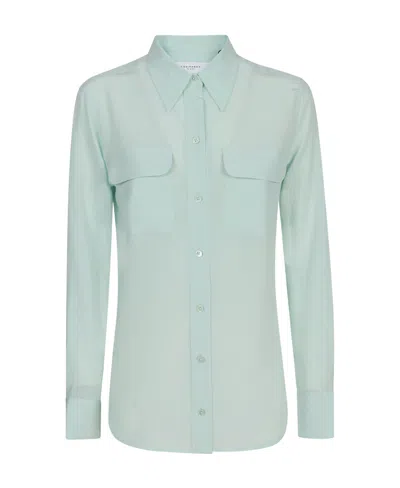 Equipment Silk Long-sleeve Shirt In Verde