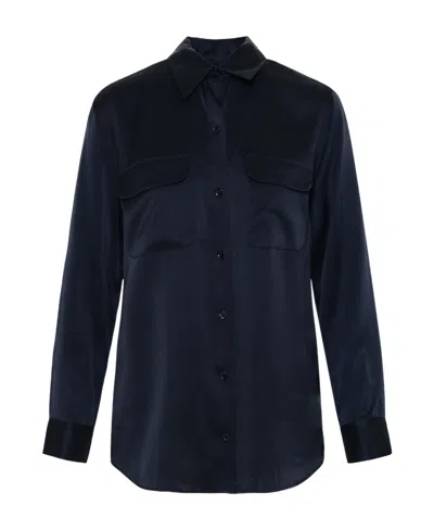Equipment Silk Long-sleeved Shirt In Black