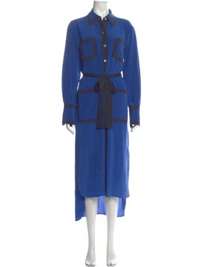 Pre-owned Equipment Silk Midi Length Dress In Blue