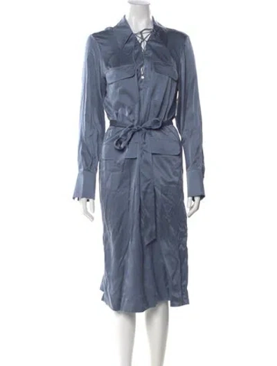 Pre-owned Equipment Silk Midi Length Dress In Blue