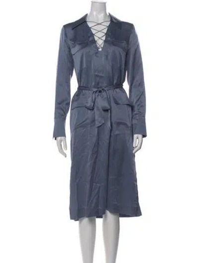 Pre-owned Equipment Silk Midi Length Dress In Blue